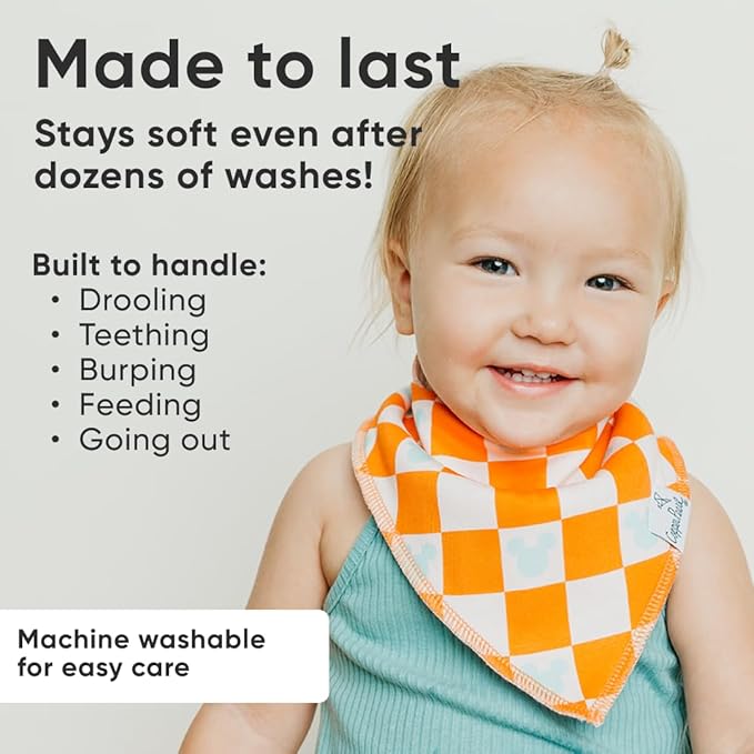Copper Pearl Baby Bandana Drool Bibs for Drooling and Teething 4 Pack Gift Set Mickey Mouse's Boo Bash