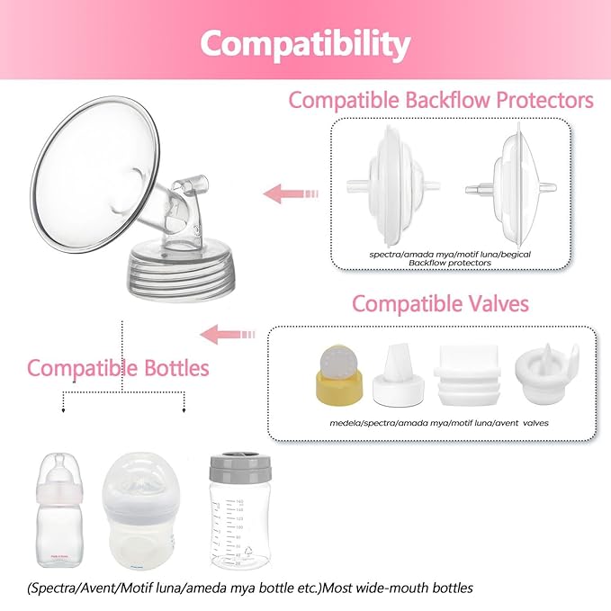 15mm Flange Compatible with Spectra S2 S1 9 Plus Ameda MYA Motif Luna Cimilre Breastpumps Replacement Pump Parts Flange Compatible with Spectra Parts/Accessories