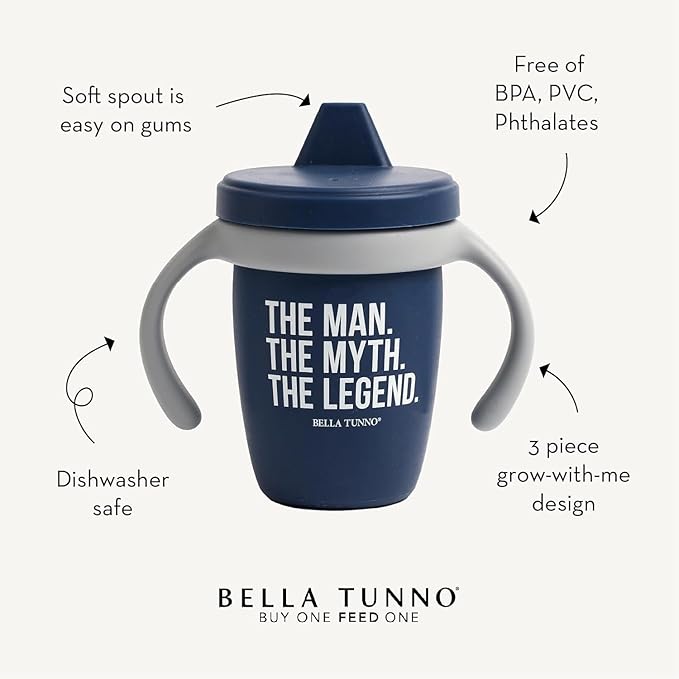 Bella Tunno Sippy Cup, Silicone Training Cup with Transition Handles for Infants, Toddlers & Kids, Babies 6-12 Months & Toddlers 1-3 Years, Boys & Girls, I Like Big Cups, 8 oz