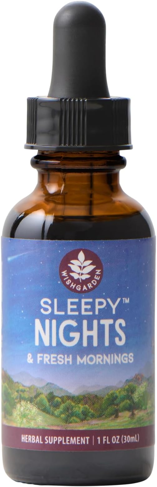 WishGarden Herbs Sleepy Nights & Fresh Mornings - All-Natural Herbal Sleep Aid Tincture, Organic Sleep Supplement with Passionflower, Hops and Scullcap, Supports Deep Sleep & Healthy Sleep Cycles, 1oz
