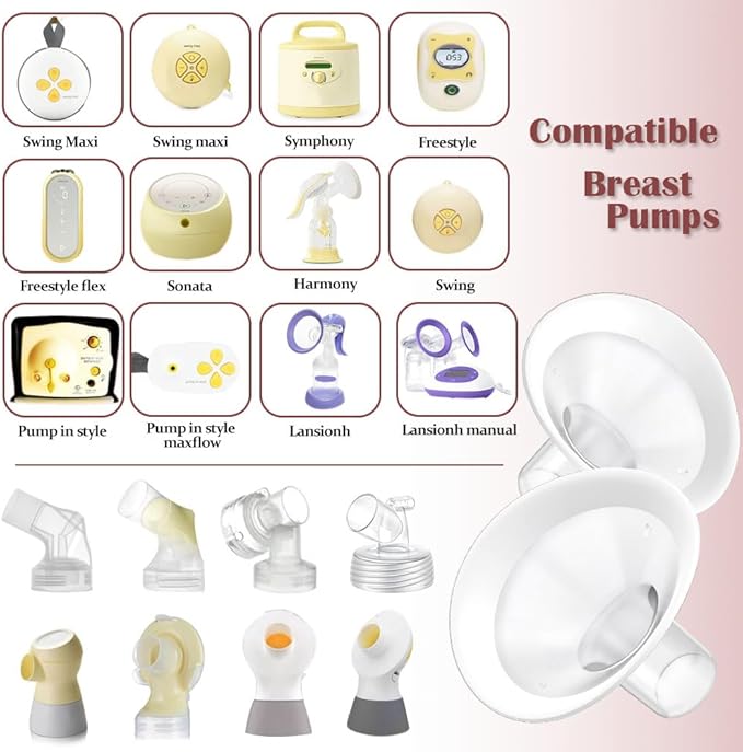 2pcs 29mm Soft Rim Flanges with 106 Degree Wider Opening Angle for Medela Breast Pump, PersonalFit, Freestyle, Maxflow, Freestyle Flex Swing Maxi Connector, Lansinoh Signature Pro