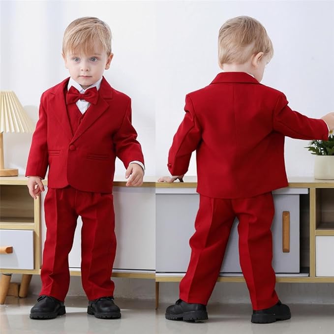 Dressy Daisy Baby Toddler Boy 5 Pcs Set Formal Tuxedo Suits No Tail Wedding Christening Baptism Outfits