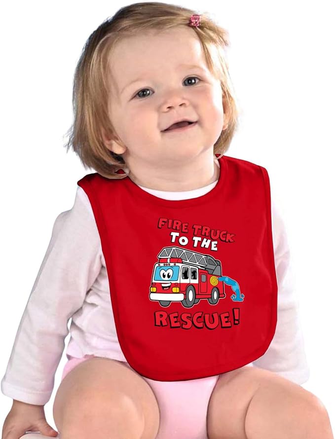 Wild Bobby Fire Truck to the Rescue Funny Cute Humor Infant Premium Jersey Baby Bib