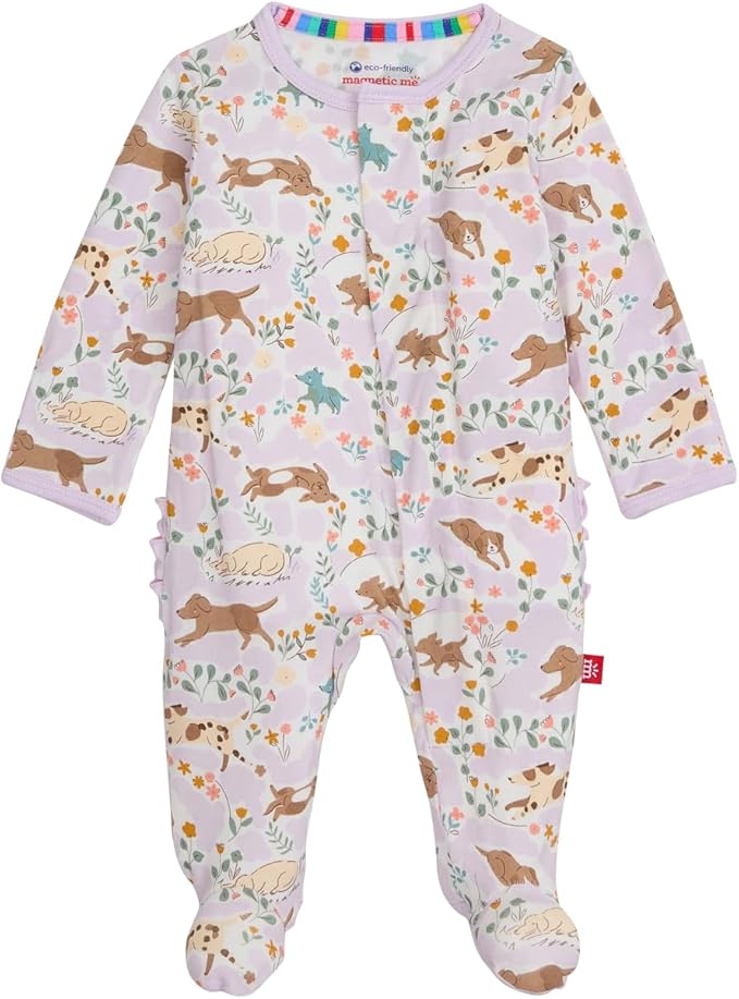 Magnetic Me Girls Modal Magnetic Baby Footie Pajamas | Silky Soft Modal Fabric | Baby Sleepers Available Sizes PRE - 24M