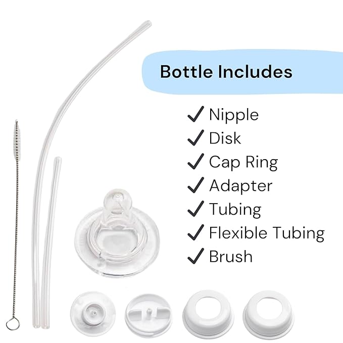 Hands-Free Baby Bottle - Anti-Colic Nursing System 9 oz Baby Bottle with Fast Flow Nipple/Teat 3m+ Infant with Tube Straw Feeding System for Toddler (4 Pack - Classic)