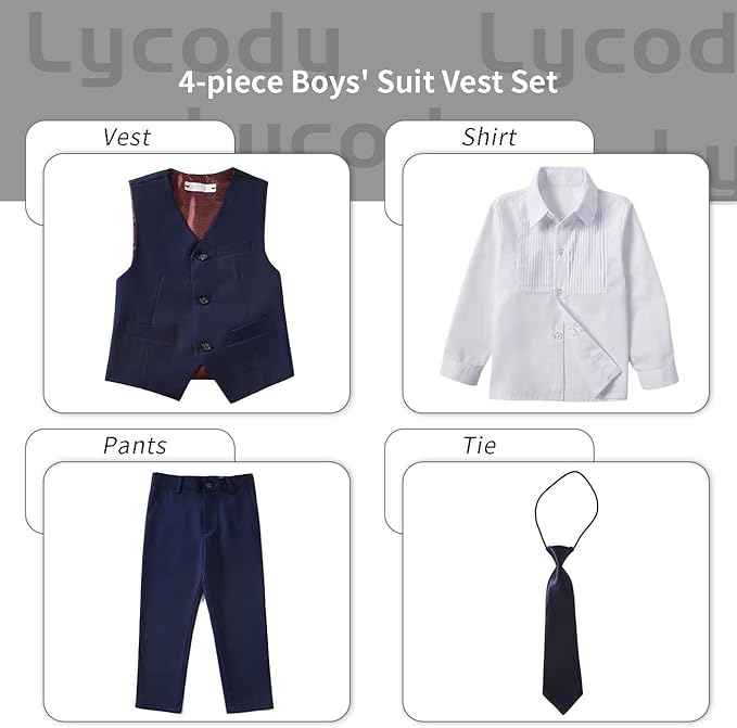 Boys Vest Set Formal Dress Suits Wedding Outfit Dresswear