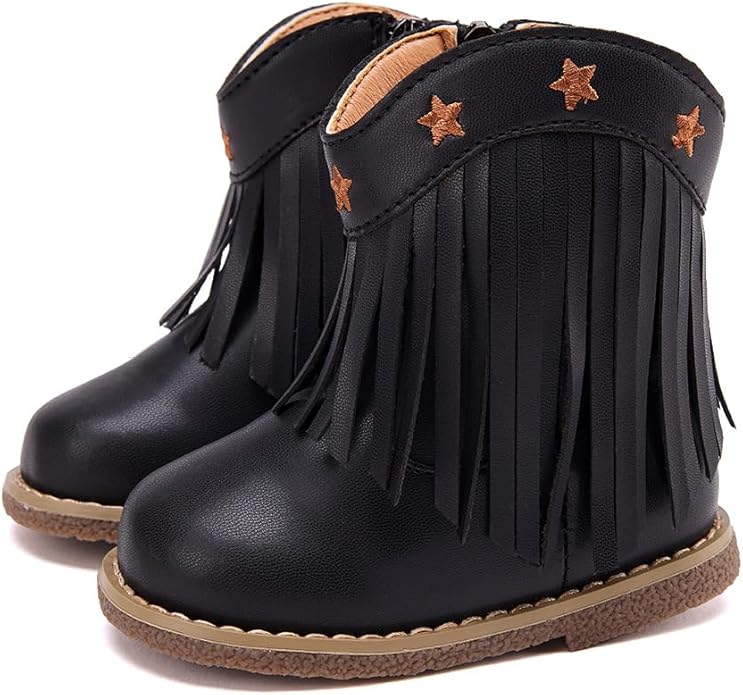 BMCiTYBM Baby Cowboy Cowgirl Boots Infant Western Shoes Boys Girls Round Toe Boots All Seasons 6-24 Months