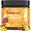 Llama Naturals Kids Probiotic with Prebiotic Fiber, Vegan, Organic Prebiotics and Probiotics Gummies for Gut Health Support, Toddler Real Fruit Gummy Vitamins, No Added Sugar Cane, Peach Mango, 120 Ct