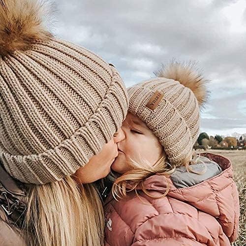 FURTALK Kids Winter Hat Toddler Knitted Beanie with Faux Fur Pom Poms for Baby Girls Boys
