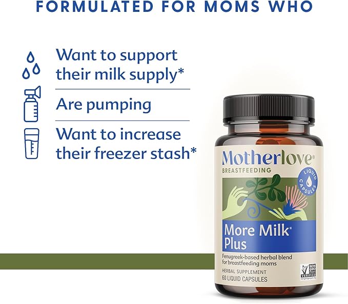 Motherlove More Milk Plus (120 Capsule Value Size) Fenugreek-Based Lactation Supplement to Support Breast Milk Supply—Non-GMO, Organic Herbs, Vegan, Kosher, Soy-Free