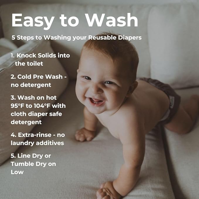 Nora's Nursery Cloth Diapers 7 Pack with 7 Inserts & 1 Wet Bag - Waterproof Cover, Washable, Reusable & One Size Adjustable Pocket Diapers for Newborns and Toddlers - Cali Coastal