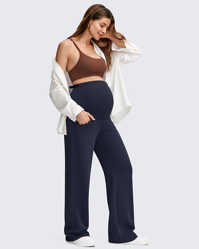 G4Free Smoofit Modal Soft Maternity Pants with Pockets Over The Belly Pregnancy Wide Leg Sweatpants
