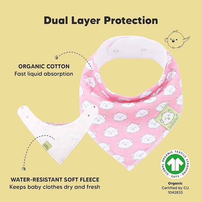 KeaBabies 8-Pack Organic Baby Bandana Bibs for Girls - Super Absorbent Triangle Baby Bibs for Drooling and Teething Infant, 100% Cotton Extra Soft for Newborn, Infant 0-36 Months (Pink Dreams)