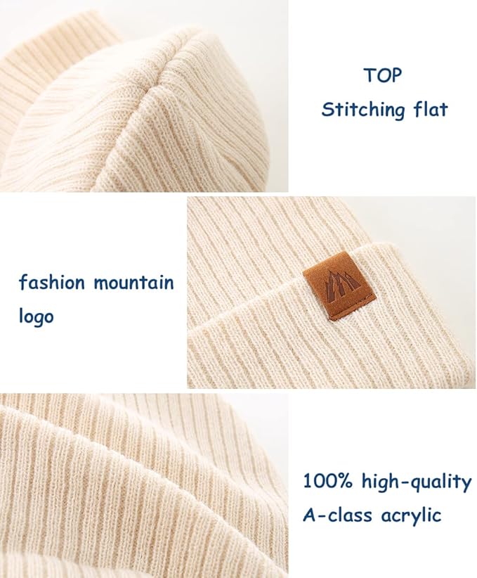 Moon Kitty 2PCS Baby Beanie Soft Toddler Beanie Warm Knitted Infant Winter Hats for Baby Boys