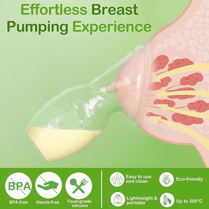haakaa Manual Breast Pump for Breastfeeding 4oz/100ml and Shell Wearable Manual Breast Pump 2.5oz/75ml Combo, Food-Grade Silicone