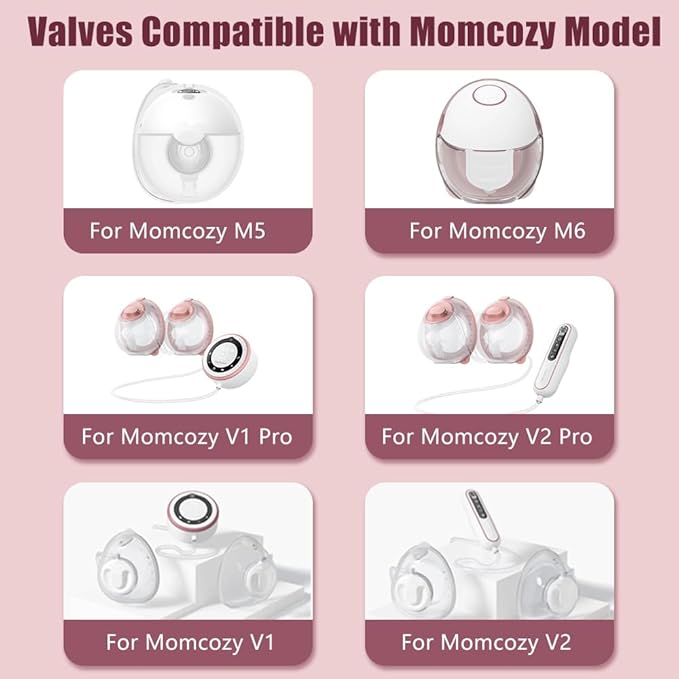 6PCS Duckbill Valves Compatible with Momcozy M5/M6 Wearable Breast Pump, Replacement Pump Parts Accessories Compatible for V2 Pro/V1 Pro Hands Free Breast Pump Parts, Not Original Mom Cozy Accessories