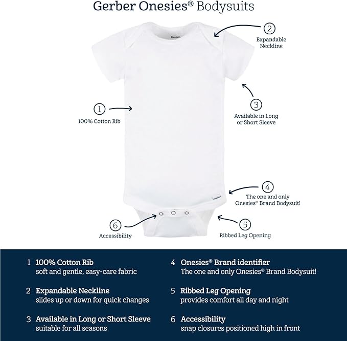 Gerber baby-boys 8-pack Short Sleeve Onesies Bodysuits