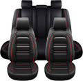 Seat Covers for JP Liberty 2002-2012 | 5-Seats Leather Seat Covers, Easy to Install Automotive Seat Covers Full Set (Full Set, Black&Red Line)