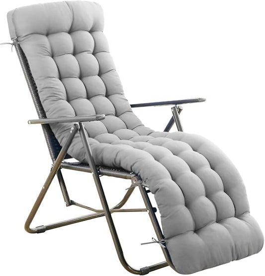 ERWUDEling Outdoor Chaise Lounge Chair Cushion 67 x 19 Inch - 4" Thick Waterproof Zero Gravity Pad Non-Slip 7D PP Cotton with 8 Ties, Machine Washable for Patio/Home/Office (Gray)