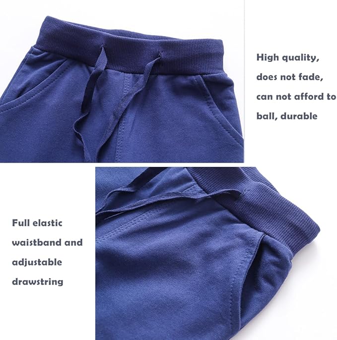 Boys Pants, Toddler 3 Pack Drawstring Elastic Sweatpants Cartoon Active Joggers