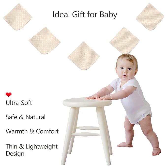 Organic Cotton Baby Washcloths - 10 Pack | Ultra-Soft Newborn Face Bath Towel - Reusable Baby Wipes for Delicate Skin Thin & Lightweight, Perfect for Babies, Kids, Toddlers, Infant (Stripes)