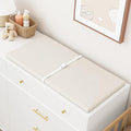 Wipeable Baby Changing Pad for Dresser and Table, Cozy Diaper Changing Pad with Waterproof & Wipe-Clean Leather Cover, Standard Size (31.5" L x 15.8" W), Off-White