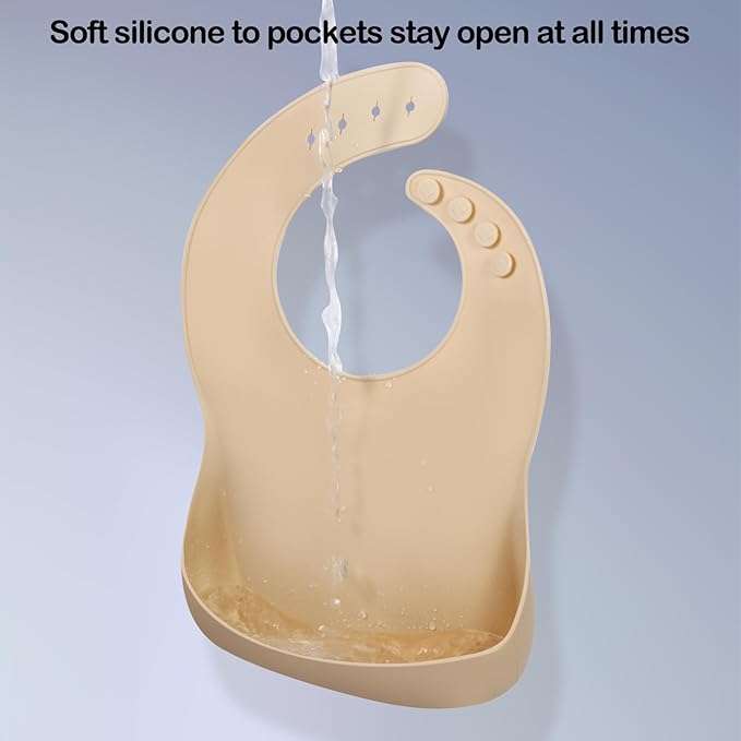 Silicone Bibs for Babies Toddler Set of 3, BPA Free, Soft Adjustable Waterproof Bibs for Feeding Essentials