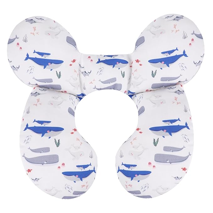 KAKIBLIN Baby Travel Pillow,Upgraded Baby Neck Pillows for Car Seat,Support Pillow,Infant Pillows for Head and Neck,Newborn Head Support for Car Seat,Pushchair (Whale)