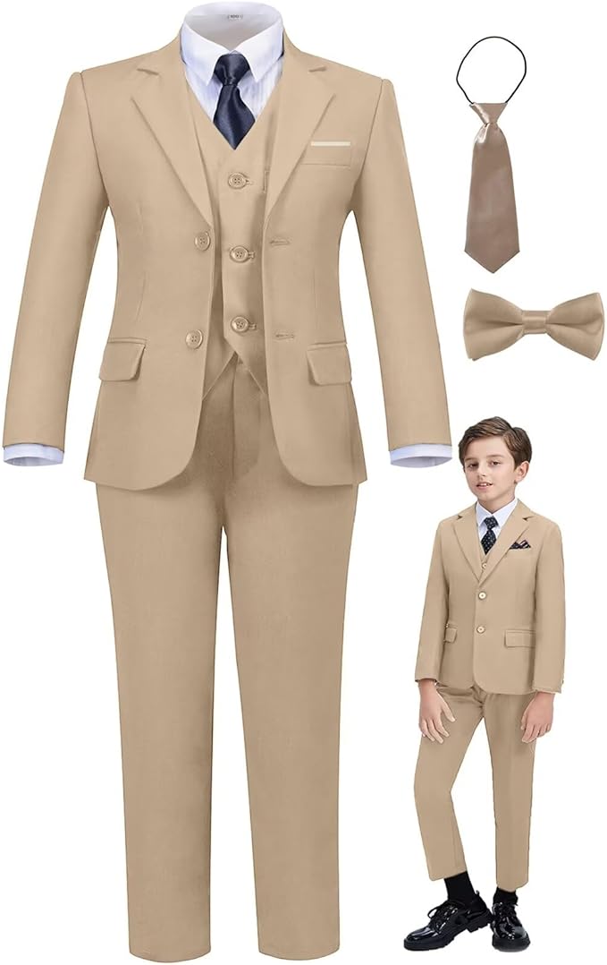 Boys Suit Set Slim Fit Kids Formal Suits Toddler Tuxedo Wedding Prom Classic Suits for Boy Teen Black Blue Dress Outfit
