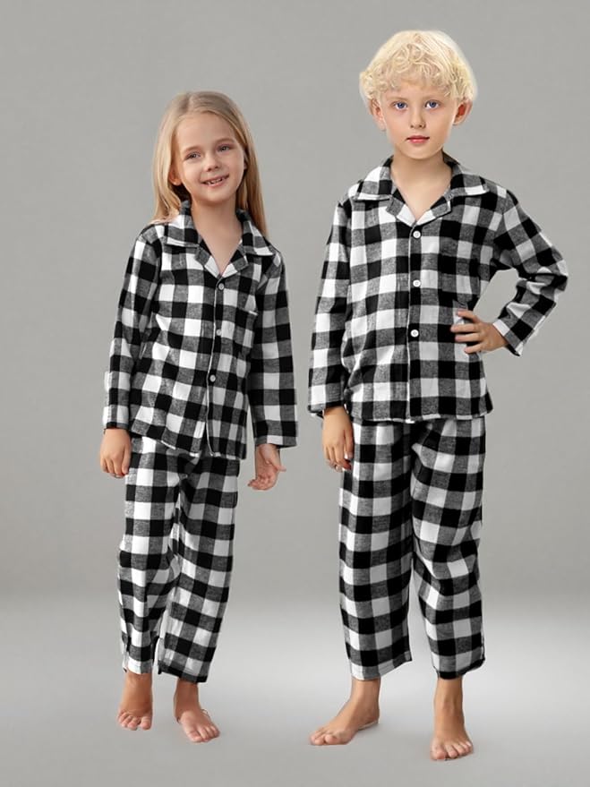 Schbbbta Family Matching Pajamas Holiday Sleepwear Long Sleeve Pjs Sets