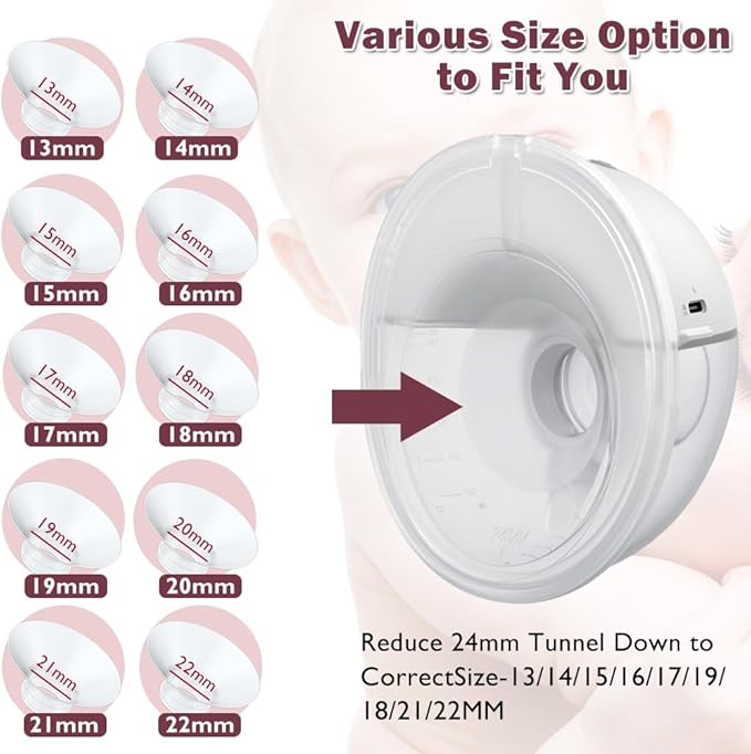Flange Insert 16mm 6pcs Compatible with Momcozy M5/M9/M6/S12 Pro/V1 Pro/V2 Pro,for Spectra/Medela/MomMed/eufy/Lansinoh/Elvie Breast Pump, Fit for 24mm Flange/Shield of Most Pumps, Breastfeeding Parts