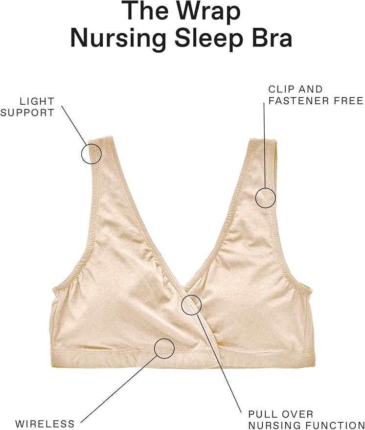 Motherhood Maternity Womens Soft Cotton Spandex Wrap Front Maternity & Nursing Sleep Bralette Bra S-3x