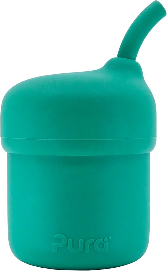 Pura my-my Silicone Straw Cup | Spill Proof, Reusable, Food Grade Silicone, Plastic-Free | For Kids, Toddlers, Babies & Infants - (Mint)