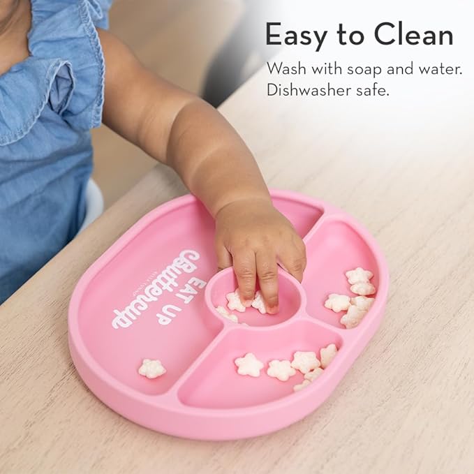 Bella Tunno Suction Plate for Babies & Toddlers, Self-Feeding Dish for Baby Led Weaning, Silicone Divided Plate, Sticks to Highchair Trays & Tables, Microwave & Dishwasher Safe, Miss Mess