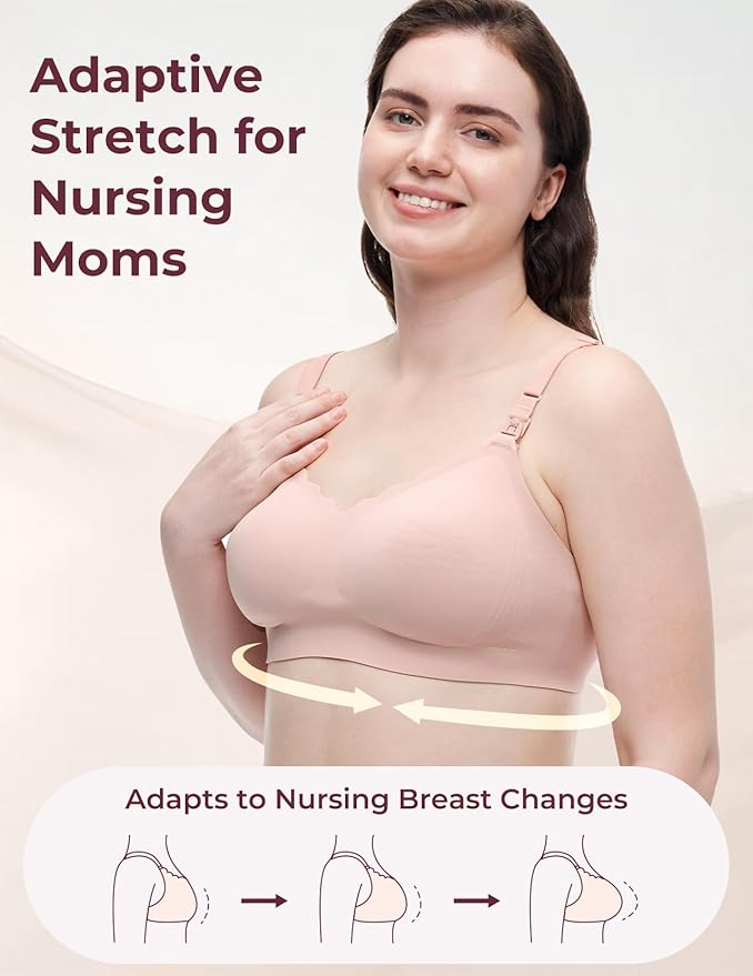 Momcozy 4-in-1 Hands-Free Pumping Bra with Cooling Fabric & Jelly-Strip Support, Nursing & Breast Pump Bra for All-Day Wear