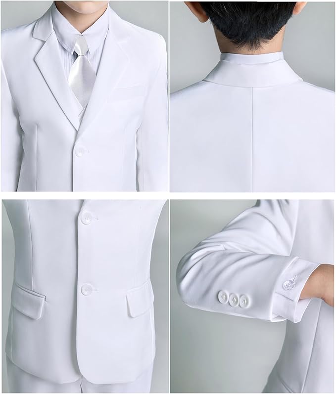 Boys Suit for Kids Tuxedo Suits for Wedding Formal Suit Set Toddler Boy Dress Outfit with Shirt and Tie