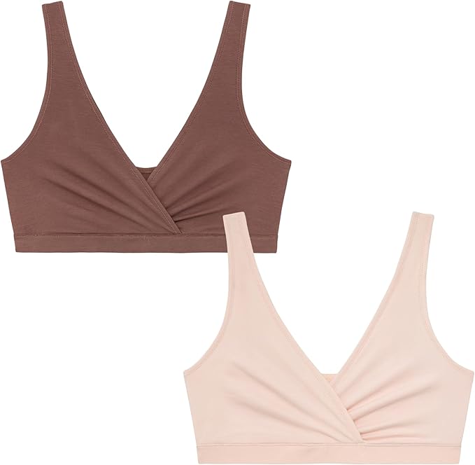 Motherhood Maternity Womens Soft Cotton Spandex Wrap Front Maternity & Nursing Sleep Bralette Bra S-3x