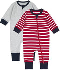 Teach Leanbh Toddler Baby Boys Girls 2-Pack Pajamas Cotton 2 Way Zipper Long Sleeve Footless Romper Sleep and Play