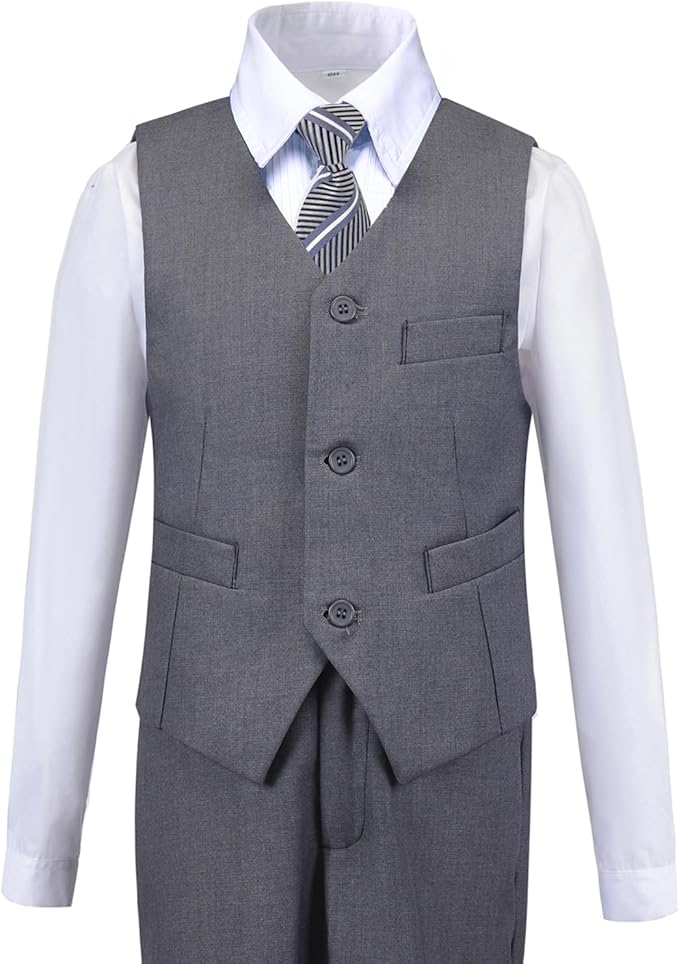 Boys Suit for Kids Tuxedo Suits for Wedding Formal Suit Set Toddler Boy Dress Outfit with Shirt and Tie