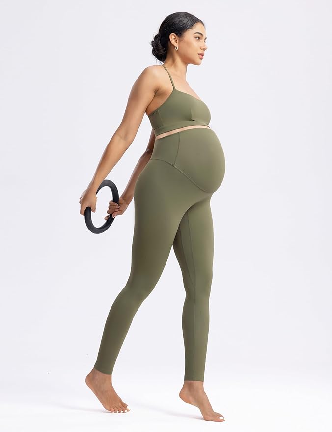 POSHDIVAH Women's Creamluxe Maternity Leggings 25"/28" Over The Belly Pregnancy Yoga Pants Active Workout Leggings