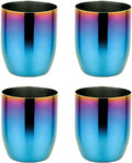 Ahimsa Stainless Steel Kids Cups - Pediatrician Designed Toddler Cup for Open Cup Training, 8oz, 100% BPA Free & Dishwasher Safe (Set of 4 Iridescent Blue Cups)