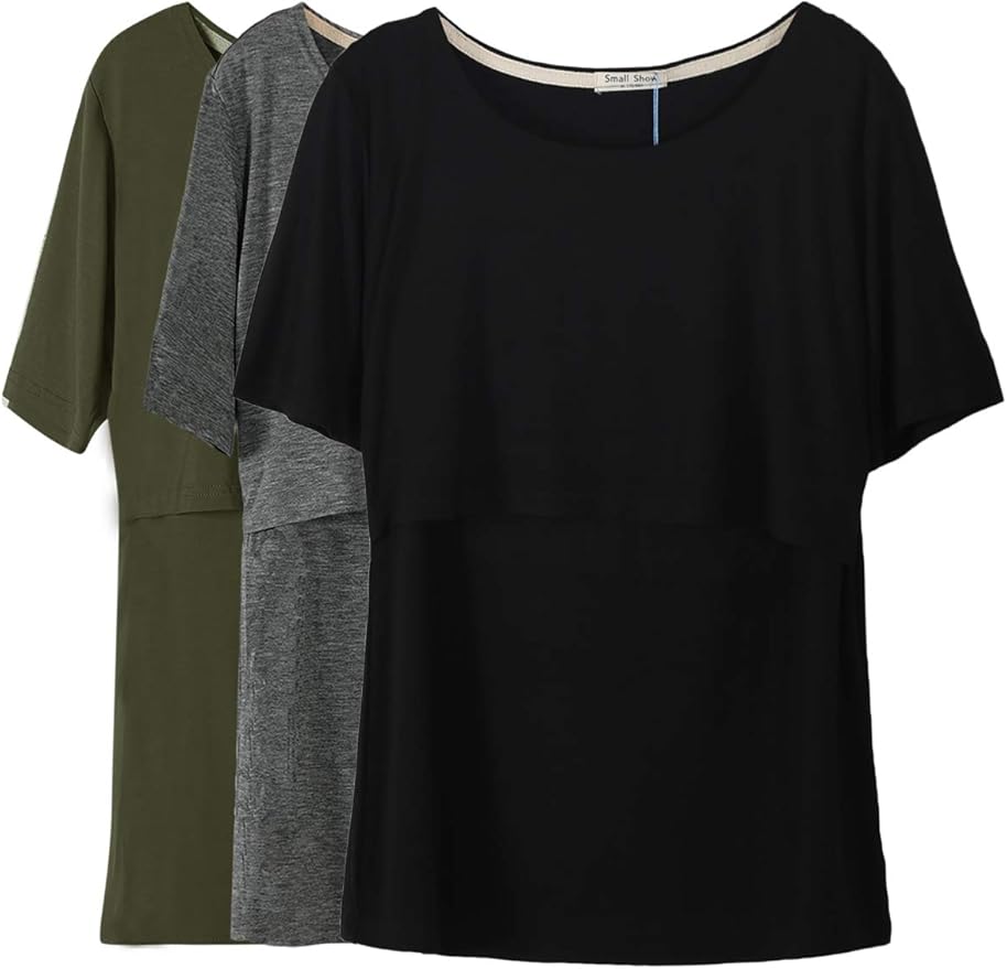 Smallshow Women's Maternity Nursing Tops Short Sleeve Breastfeeding Clothes