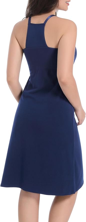 SUIEK 3-Pack Maternity Nursing Nightgown Cotton Breastfeeding Dress Pregnancy Tank Tops Sleepwear