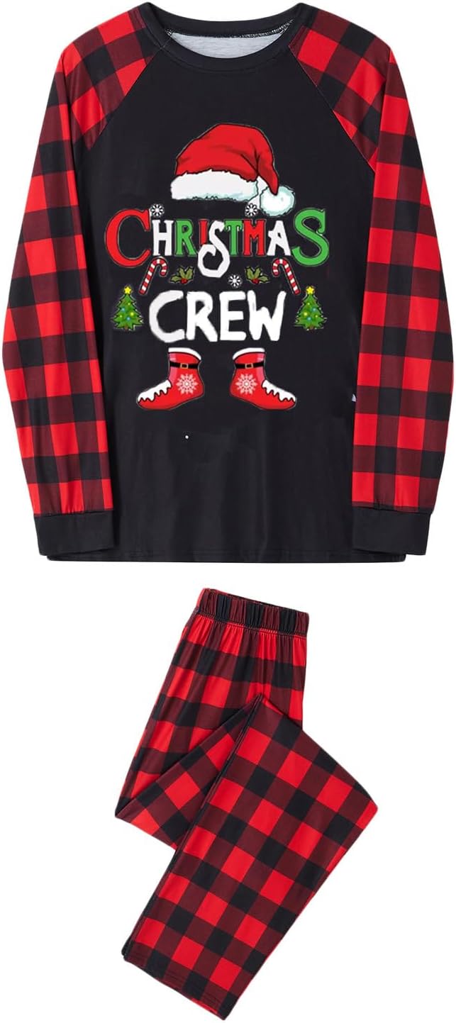 Awoscut Christmas Family Matching Pajamas Christmas Pjs Holiday Nightwear Sleepwear Sets Long Sleeve Pjs