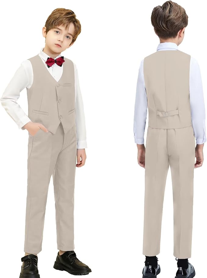 Boys Suit Set Slim Fit Kids Formal Suits Toddler Tuxedo Wedding Prom Classic Suits for Boy Teen Black Blue Dress Outfit