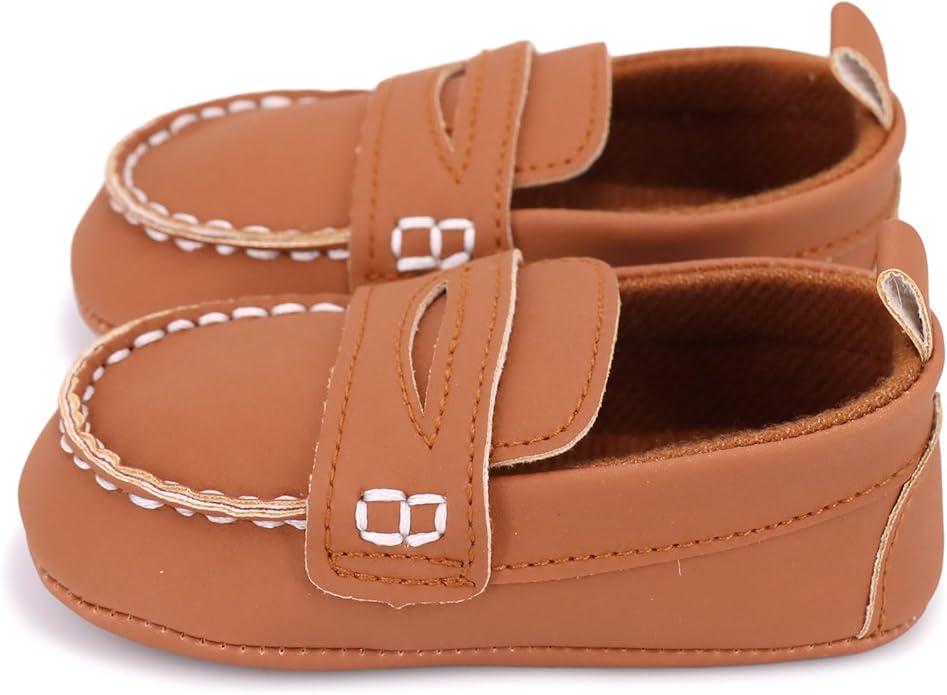 LONSOEN Baby Girls Boys Loafers Prewalker Dress Crib Shoes
