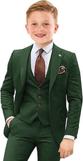 Boys Suit 4 Piece Slim Fit Kids Tuxedo Suit Formal Wedding Outfit Blazer Vest Pants Set with Tie