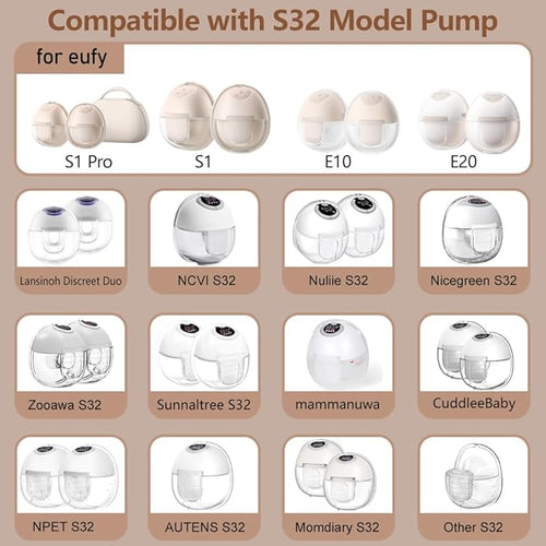 6pcs Duckbill Valves and 4pcs Silicone Diaphragms Compatible with eufy S1 Pro/S1/E10/E20 Breast Pump, Replace for Lansinoh Discreet Duo/NCVI/NICEGREEN/Nuliie/Zooawa S32 Breast Pump Parts