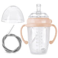 haakaa Weighted Straw Sippy Cup for 6+ Month Old, Silicone Weighted Straw Cup Milk Sippy Cup Baby Water Bottle with Straw Brush (Peach, 8oz./250ml)