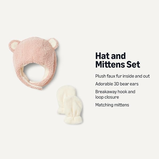 Amazon Essentials x Sofia Grainge Unisex Babies' Hat and Mittens Set